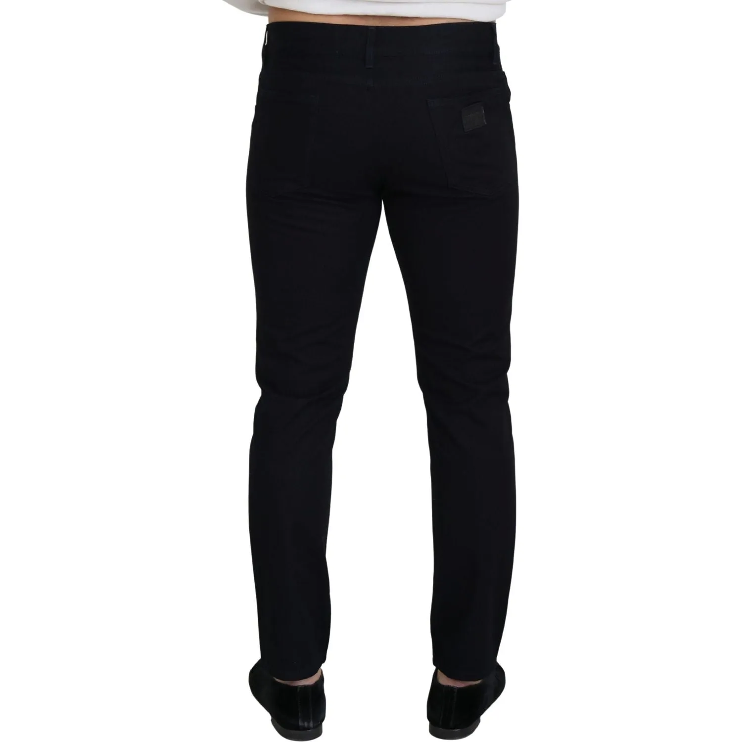 Dolce & Gabbana Elegant Black Silk Blend Denim Pants