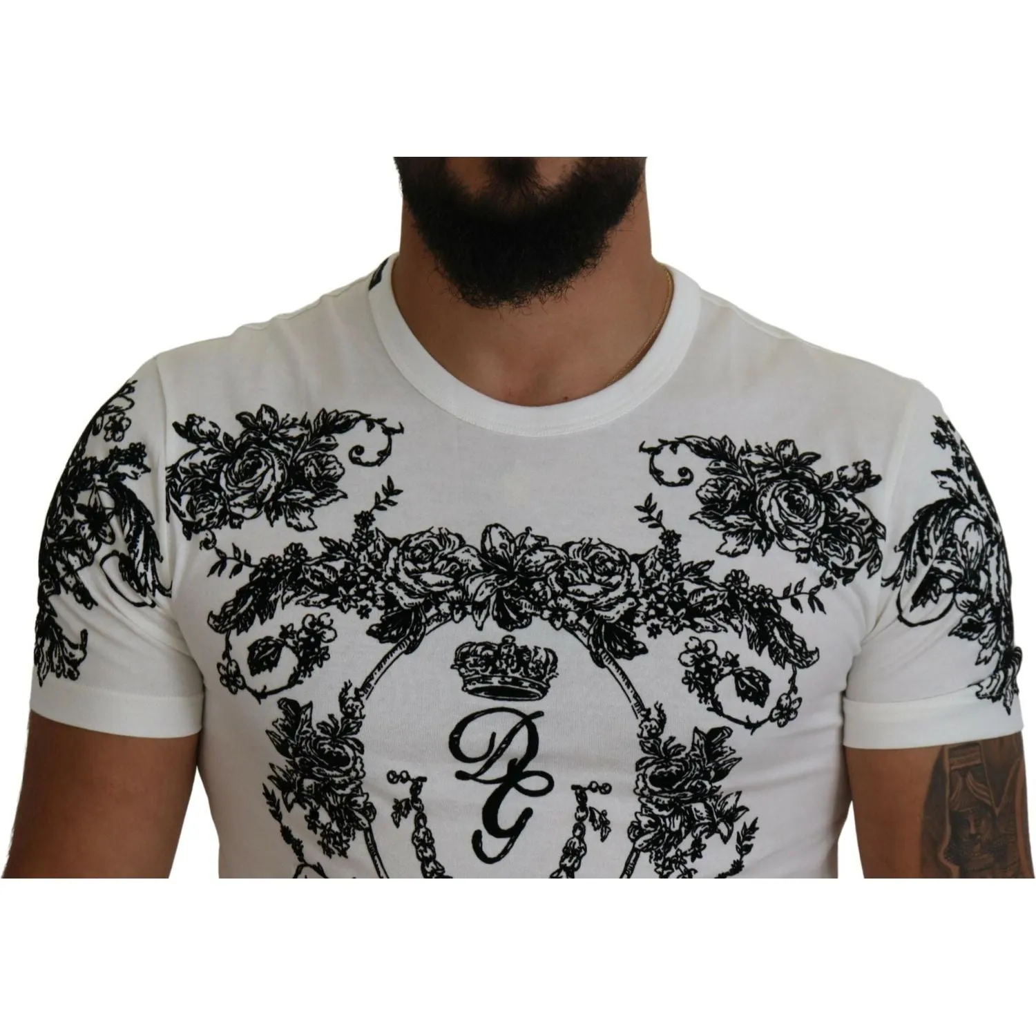 Dolce & Gabbana Elegant Floral Crown Tee