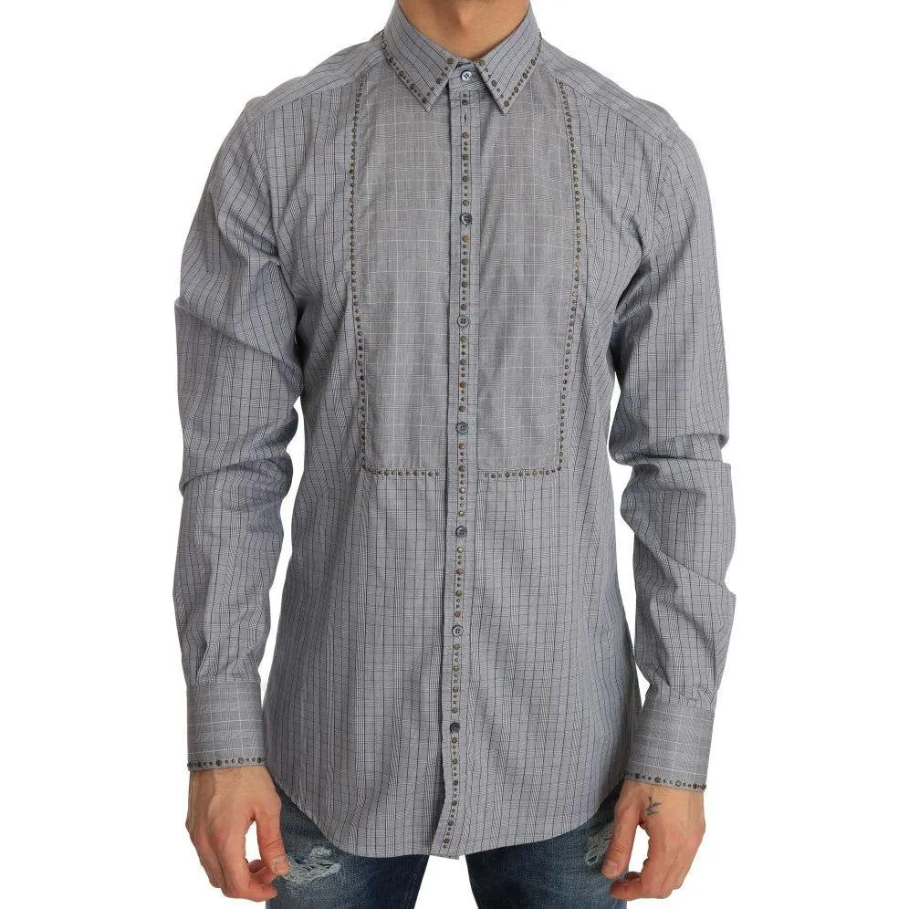 Dolce & Gabbana Elegant Gray Checkered Slim Fit Casual Shirt