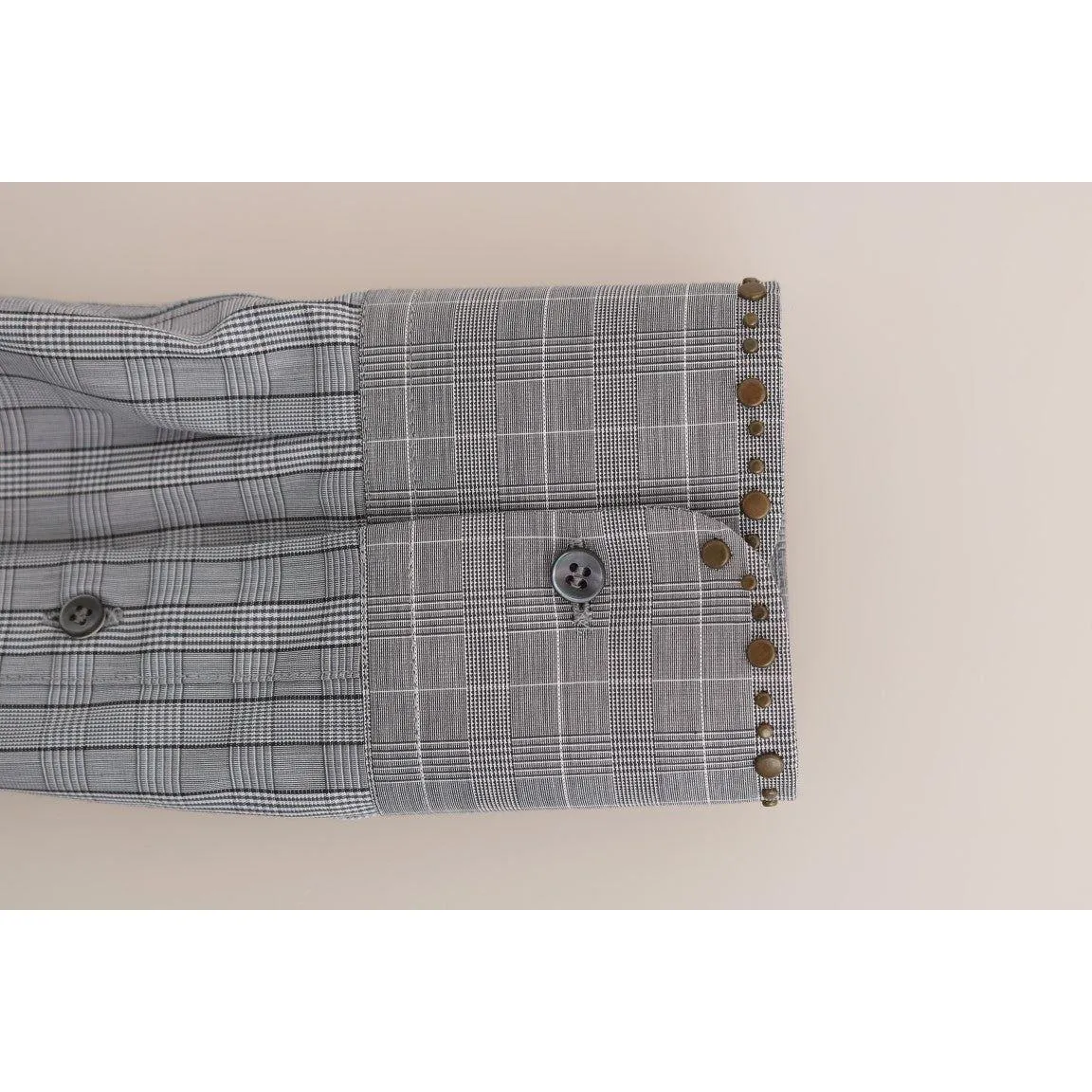 Dolce & Gabbana Elegant Gray Checkered Slim Fit Casual Shirt