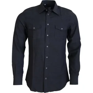 Dolce & Gabbana Elegant Gray Cotton Collared Shirt