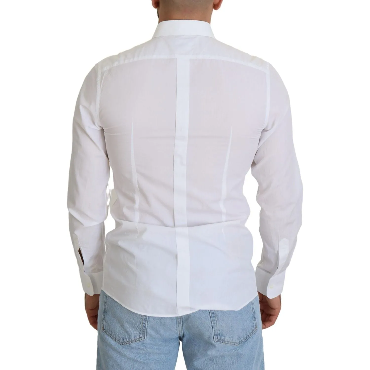 Dolce & Gabbana Elegant White Cotton Poplin Slim Fit Shirt