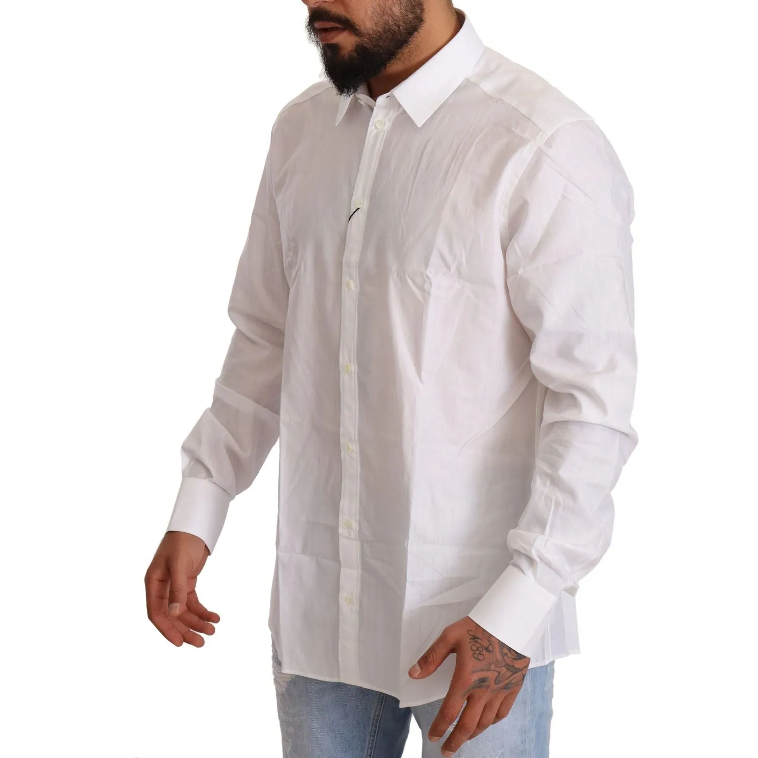 Dolce & Gabbana Elegant White Martini Fit Shirt