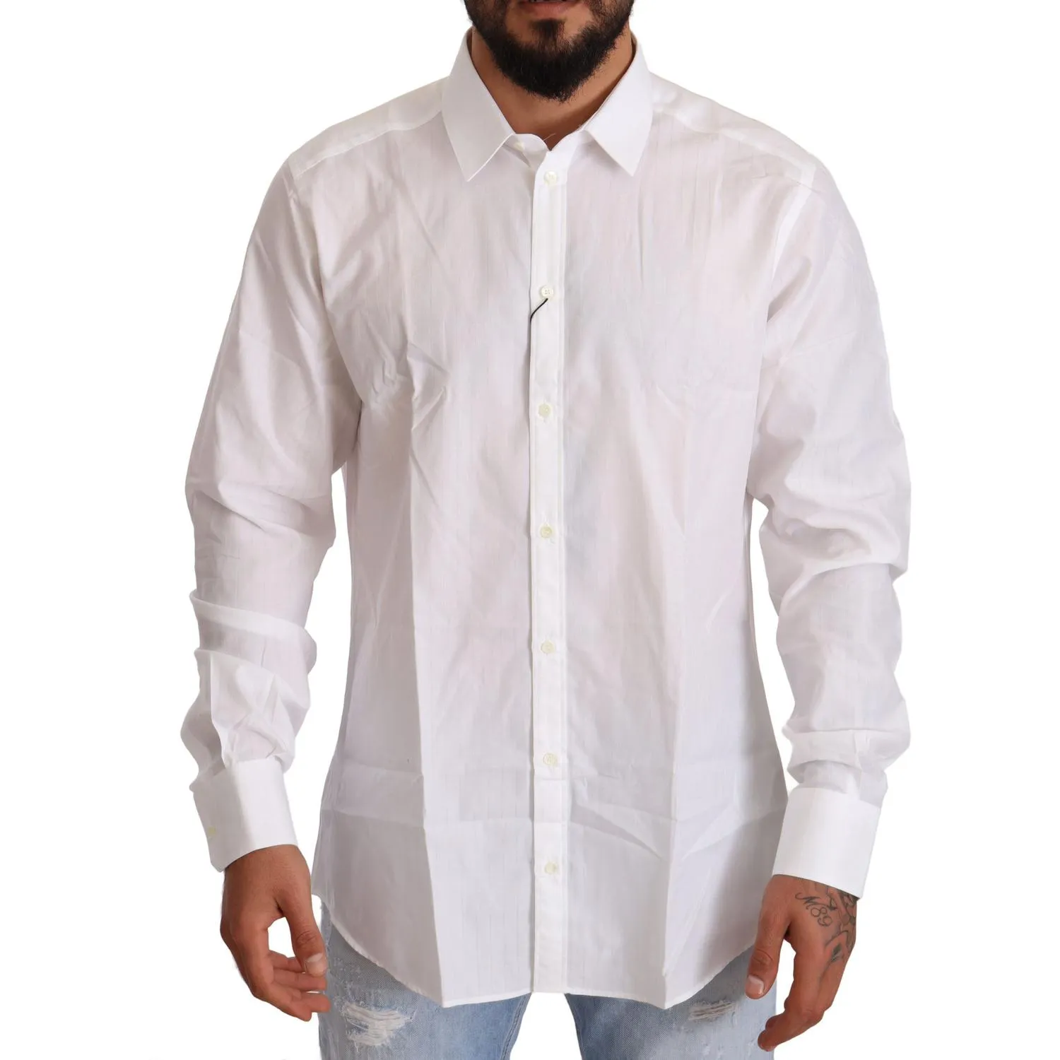 Dolce & Gabbana Elegant White Martini Fit Shirt