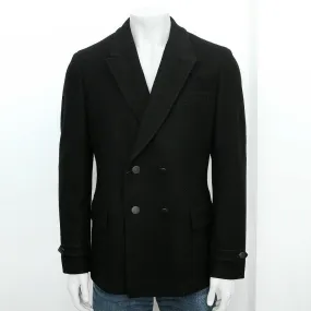 Double Breasted Black Wool Pea Coat