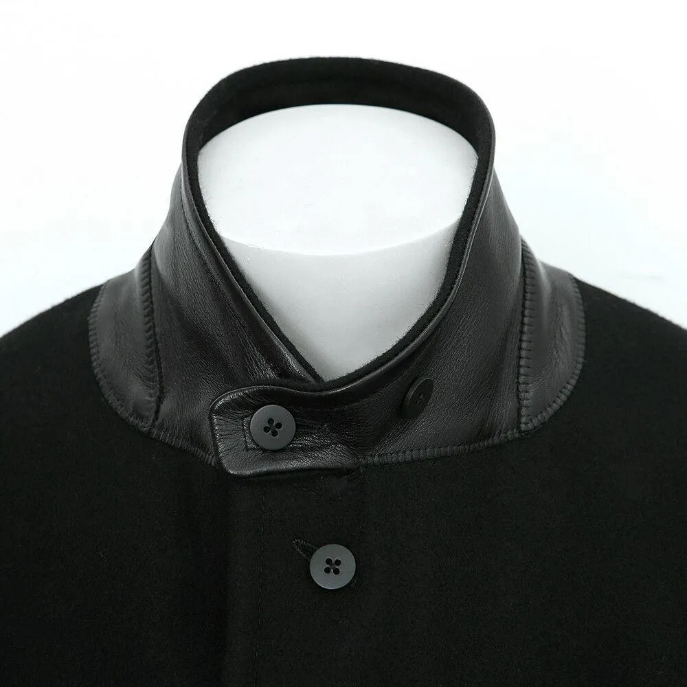 Double Breasted Black Wool Pea Coat