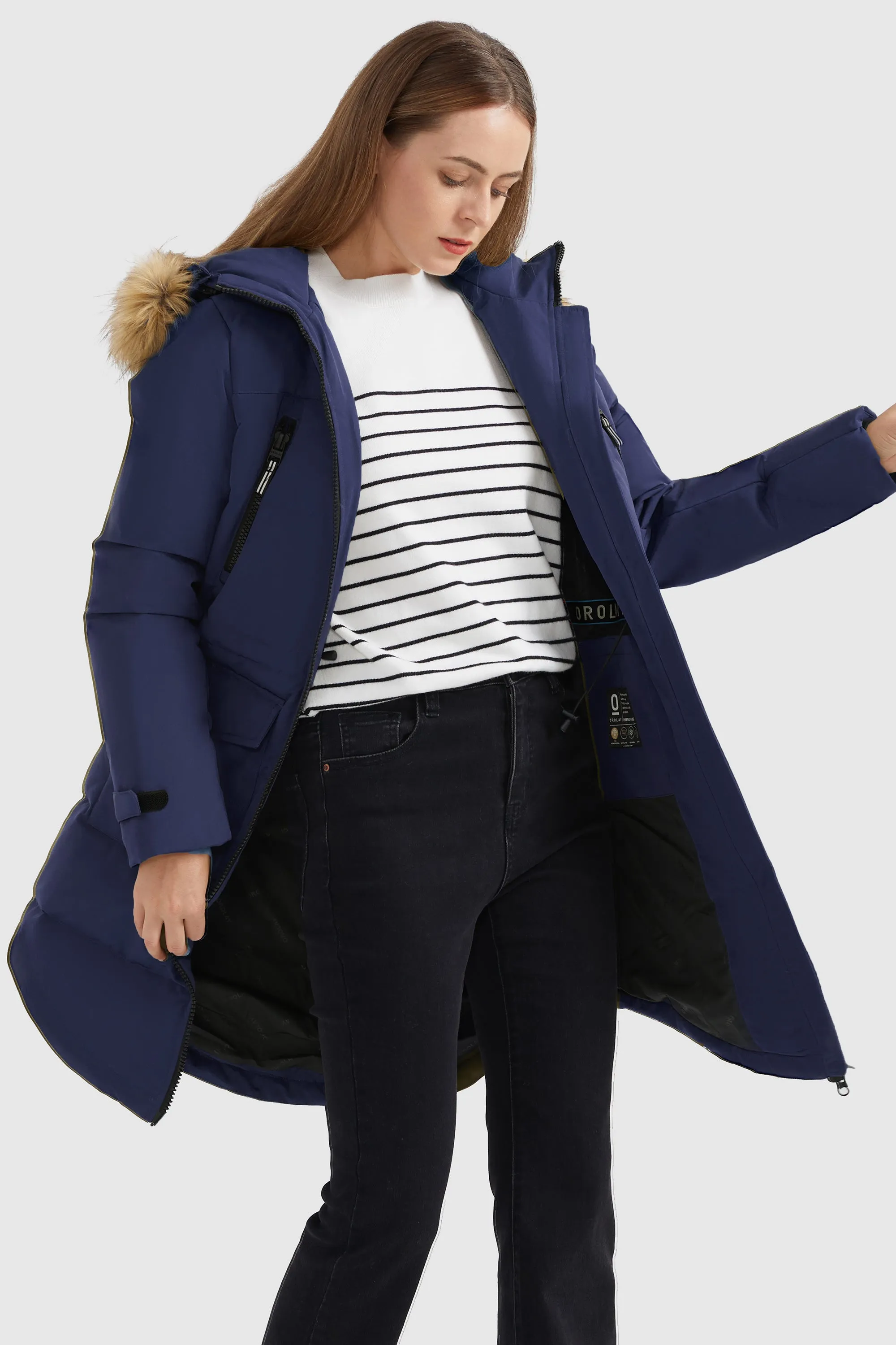 Drawstring Hooded Thickened Down Coat