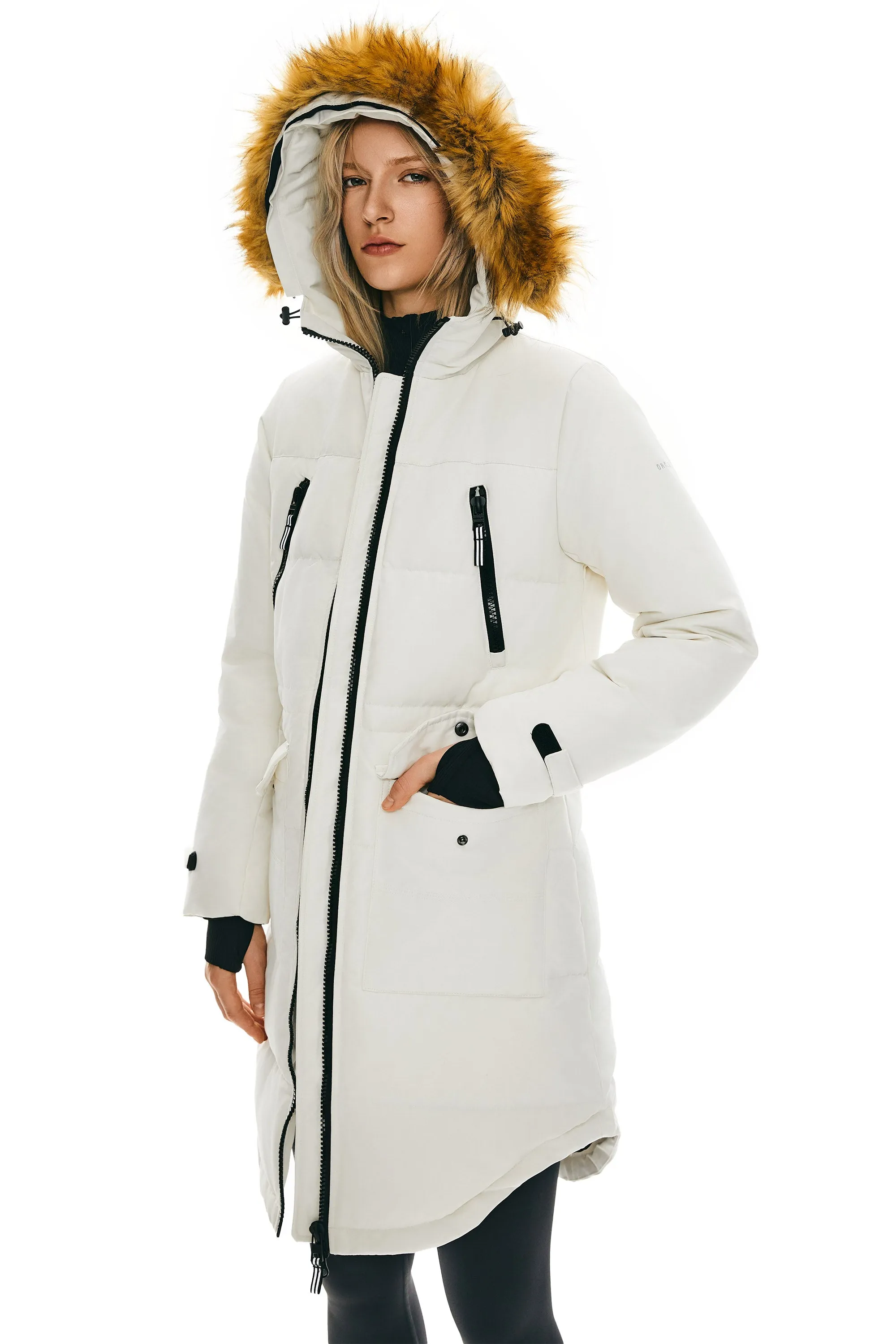 Drawstring Hooded Thickened Down Coat