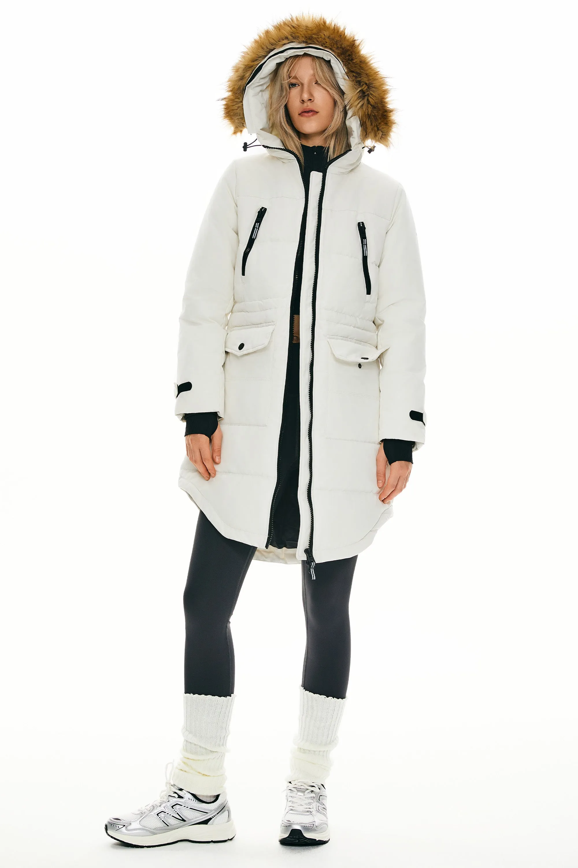 Drawstring Hooded Thickened Down Coat