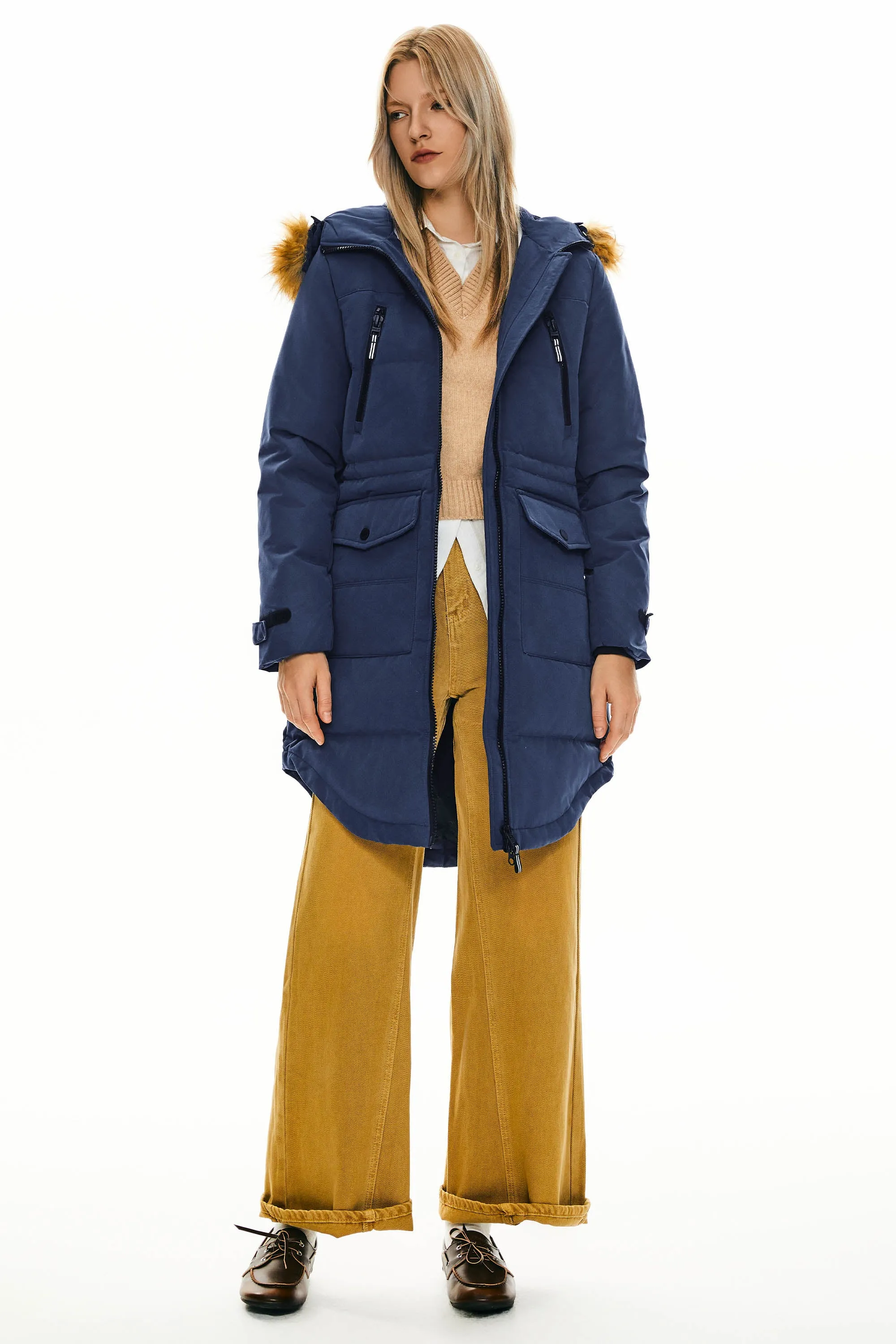 Drawstring Hooded Thickened Down Coat