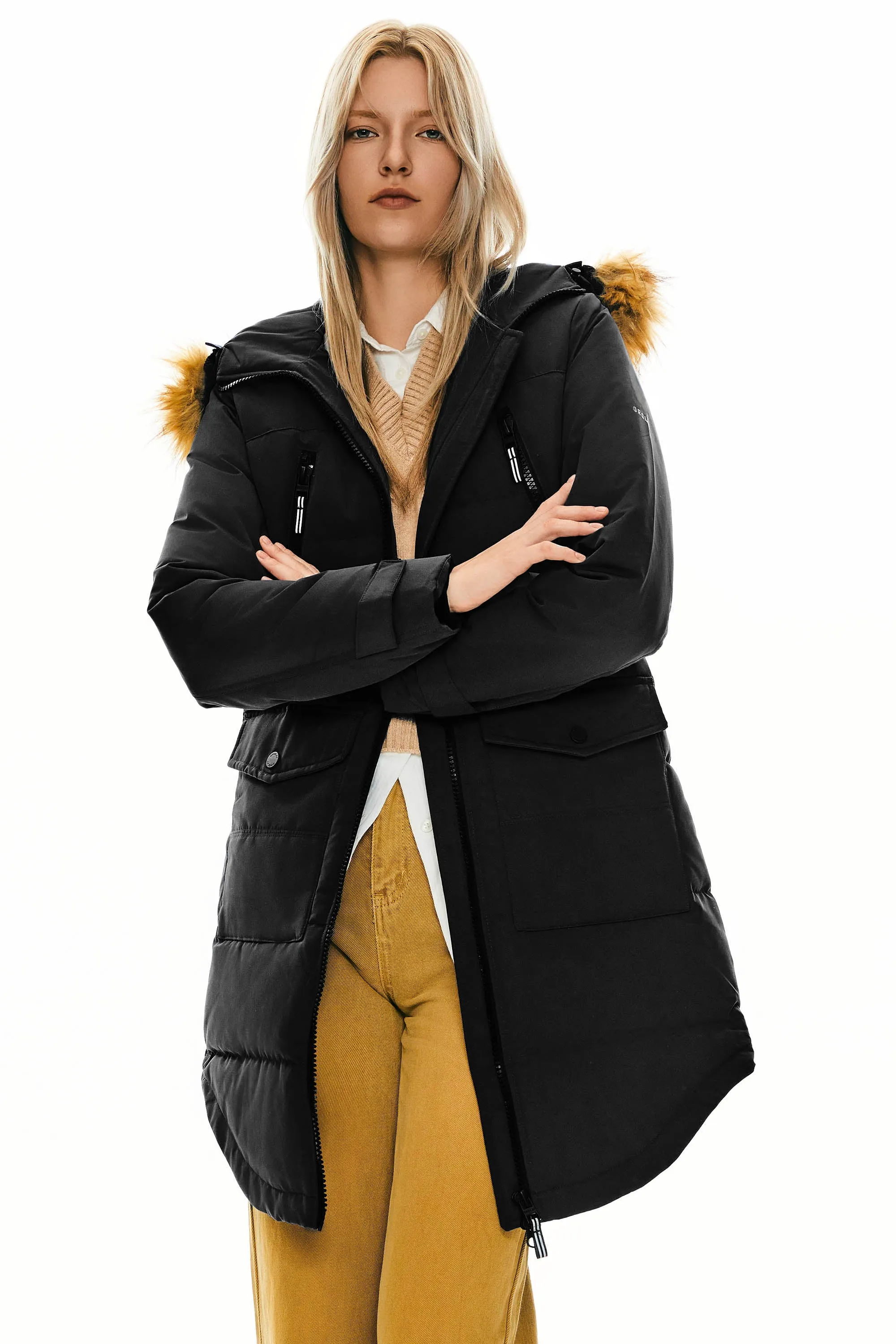 Drawstring Hooded Thickened Down Coat