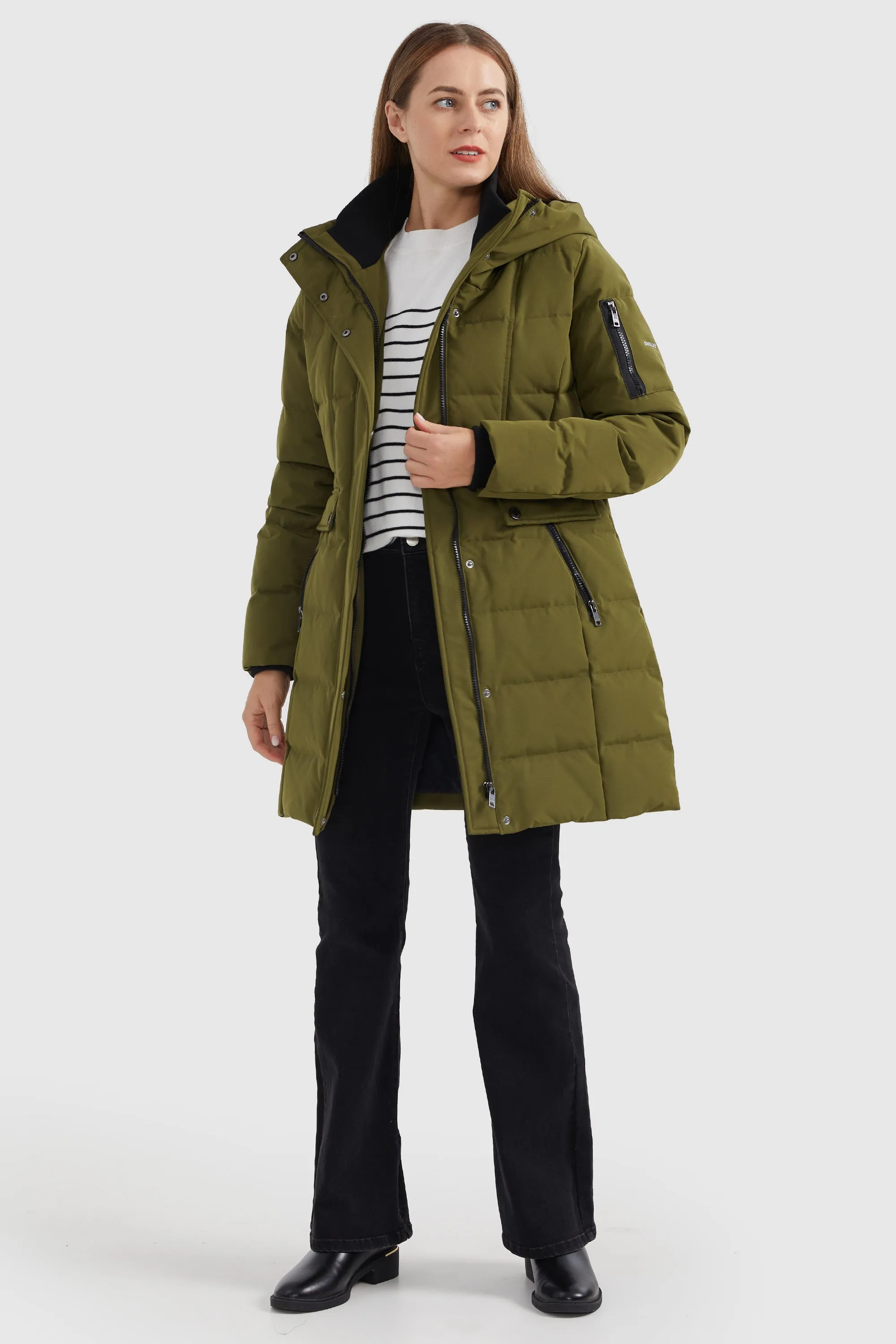 Drawstring Hooded Thickened Down Coat