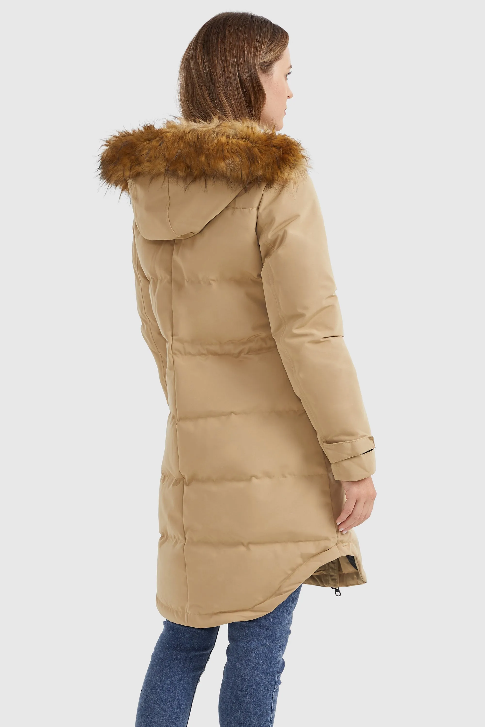 Drawstring Hooded Thickened Down Coat