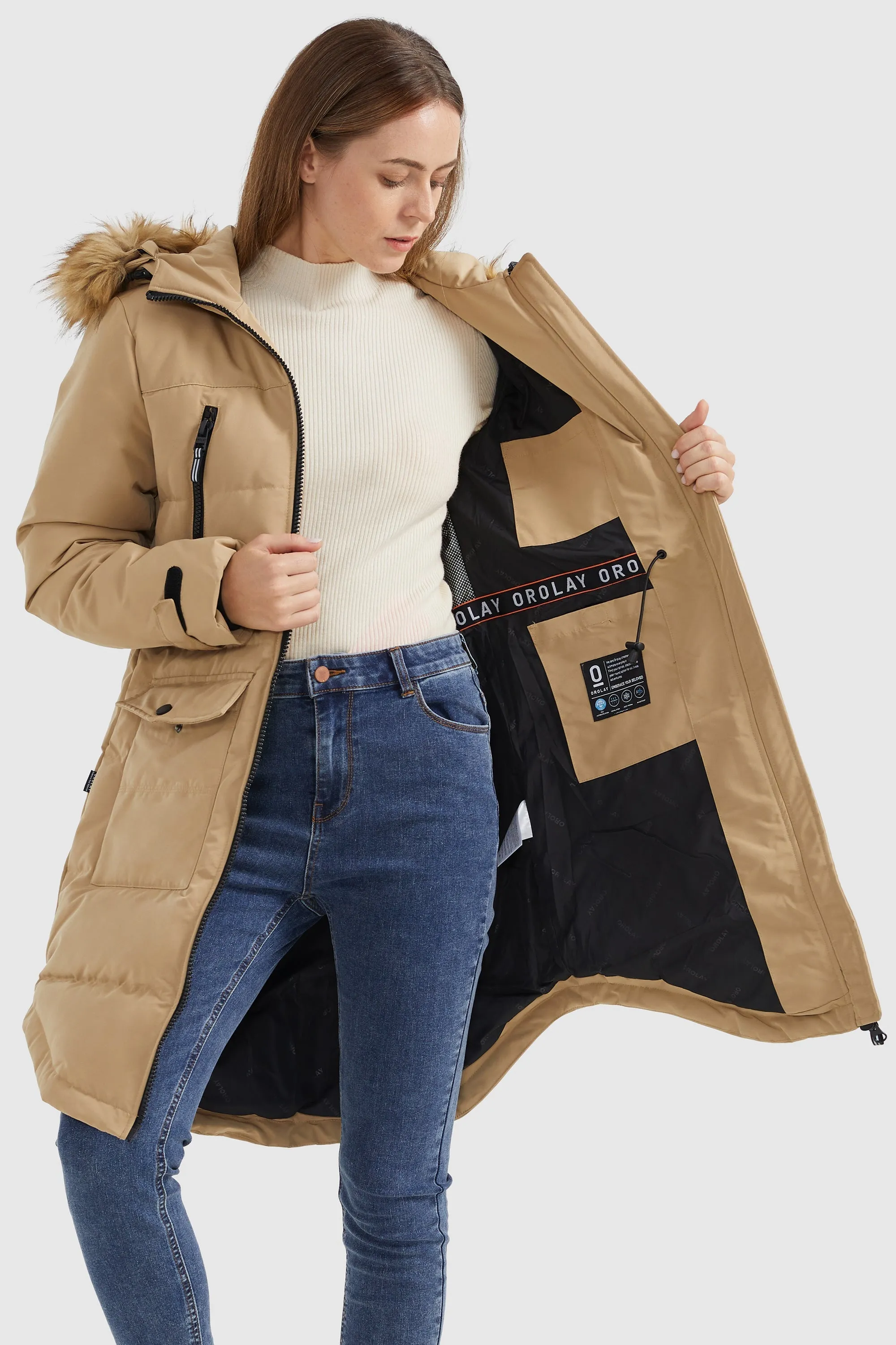 Drawstring Hooded Thickened Down Coat