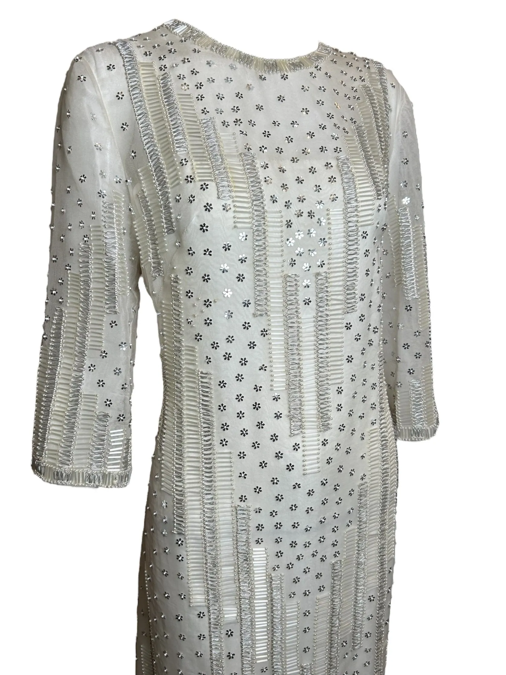 Dynasty 1960s Regency Silk Beaded Kaftan Gown