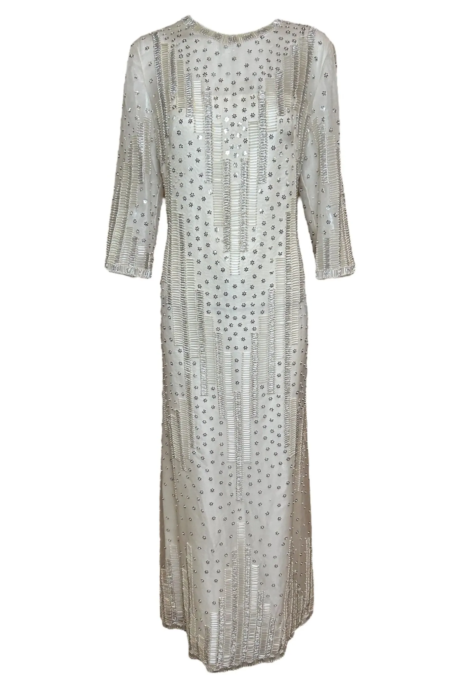 Dynasty 1960s Regency Silk Beaded Kaftan Gown