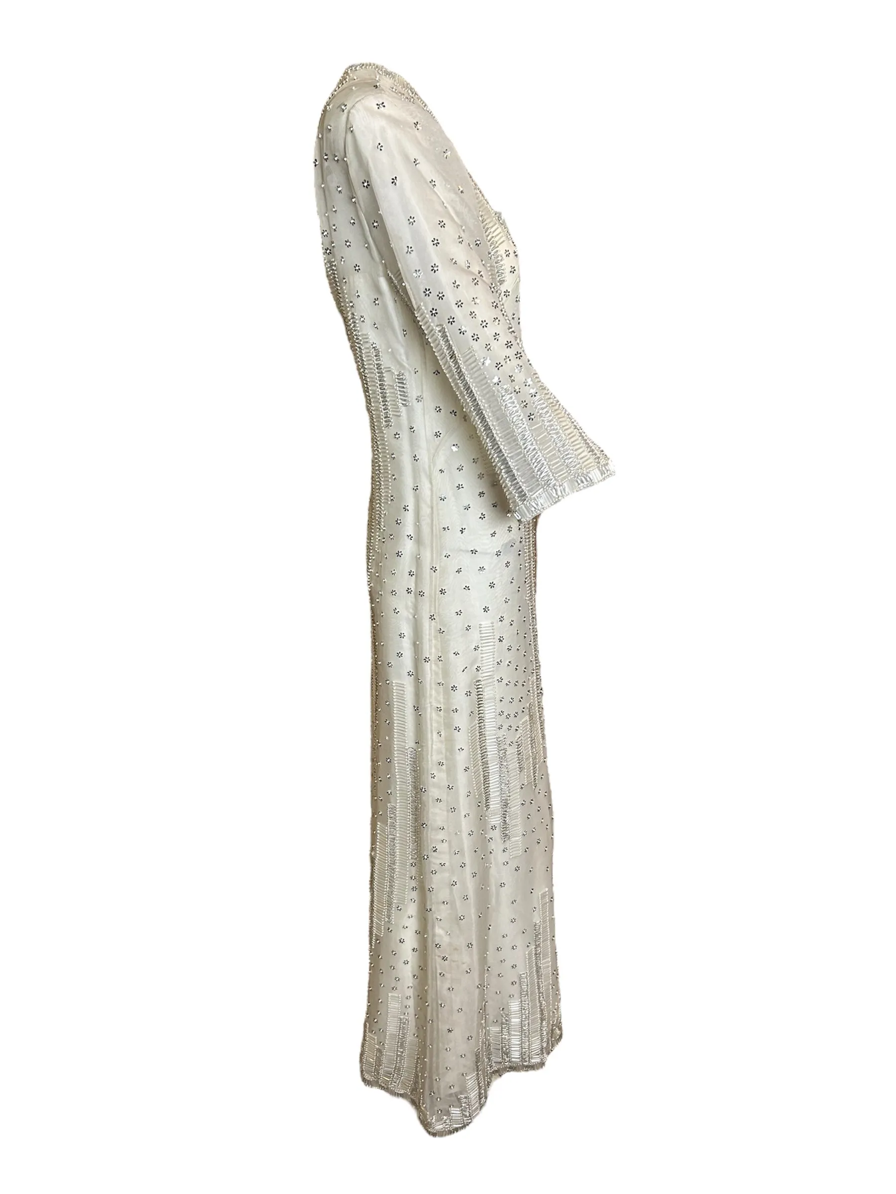 Dynasty 1960s Regency Silk Beaded Kaftan Gown