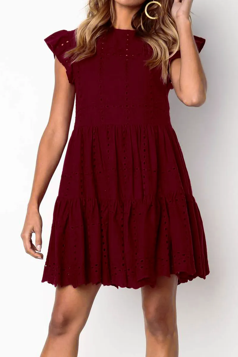 Embroidery Ruffled Babydoll Dress