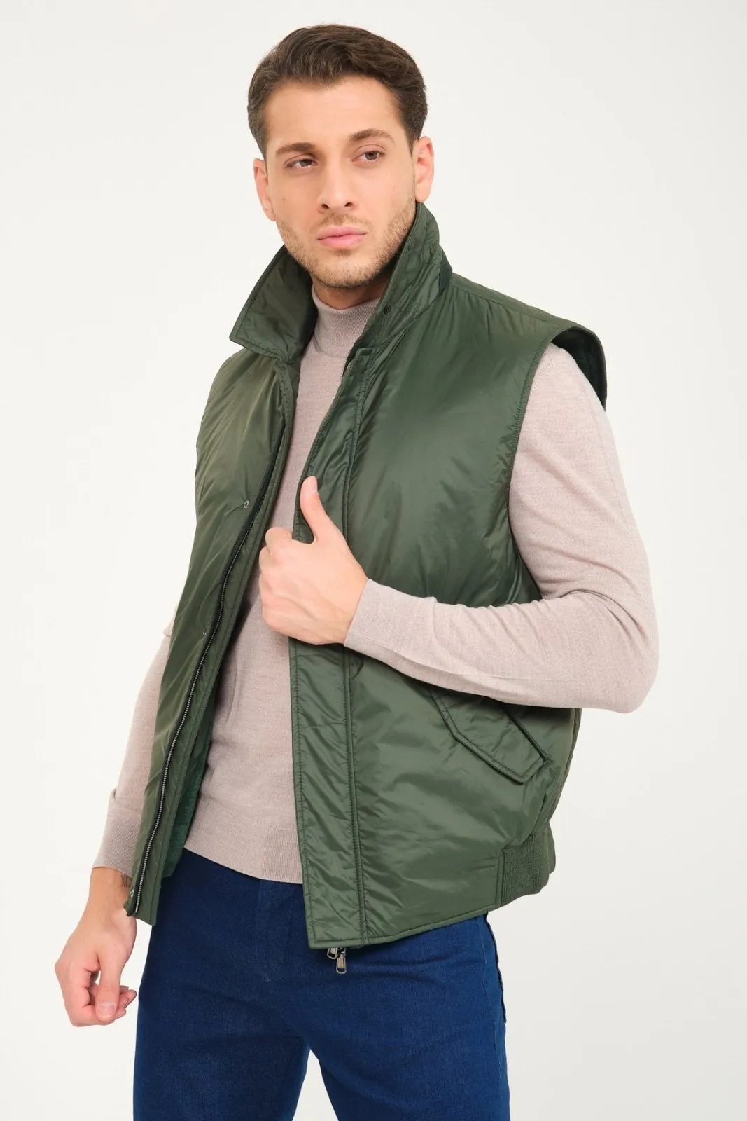 Emerald Green Waterproof & Rex Fur Vest