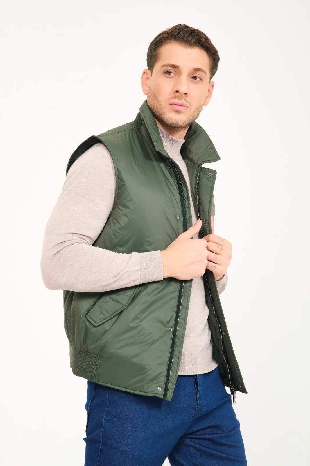 Emerald Green Waterproof & Rex Fur Vest