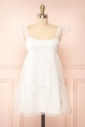 Eoya | White Sparkly Babydoll Dress