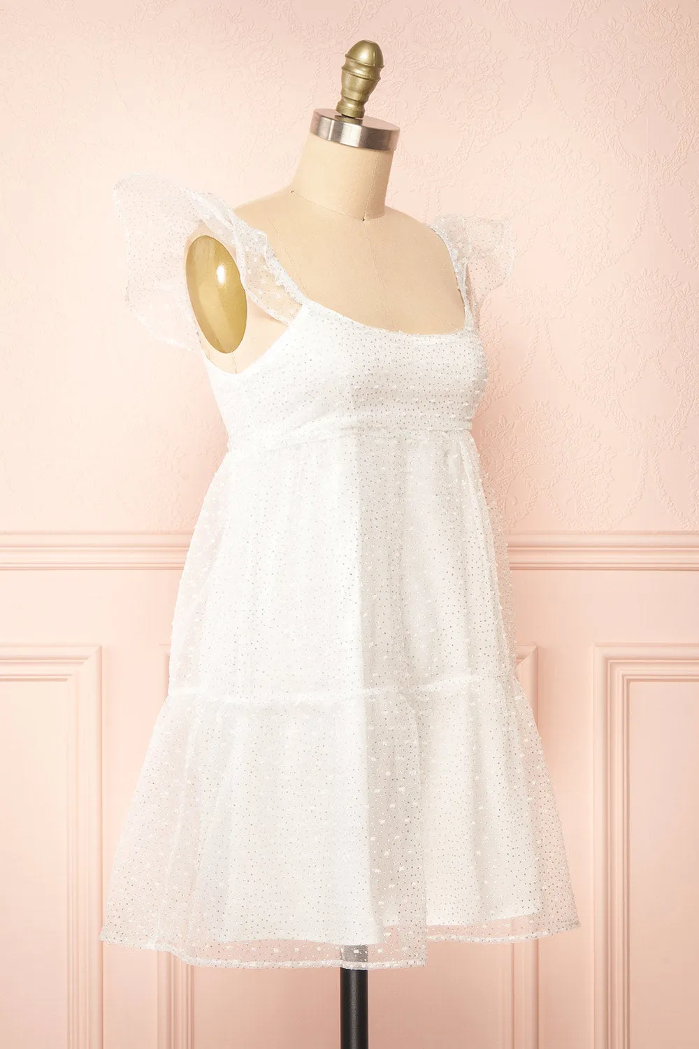 Eoya | White Sparkly Babydoll Dress