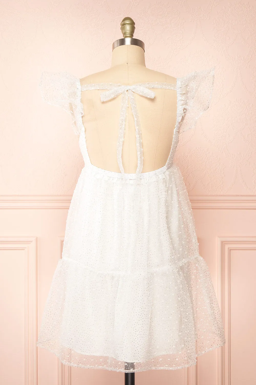 Eoya | White Sparkly Babydoll Dress