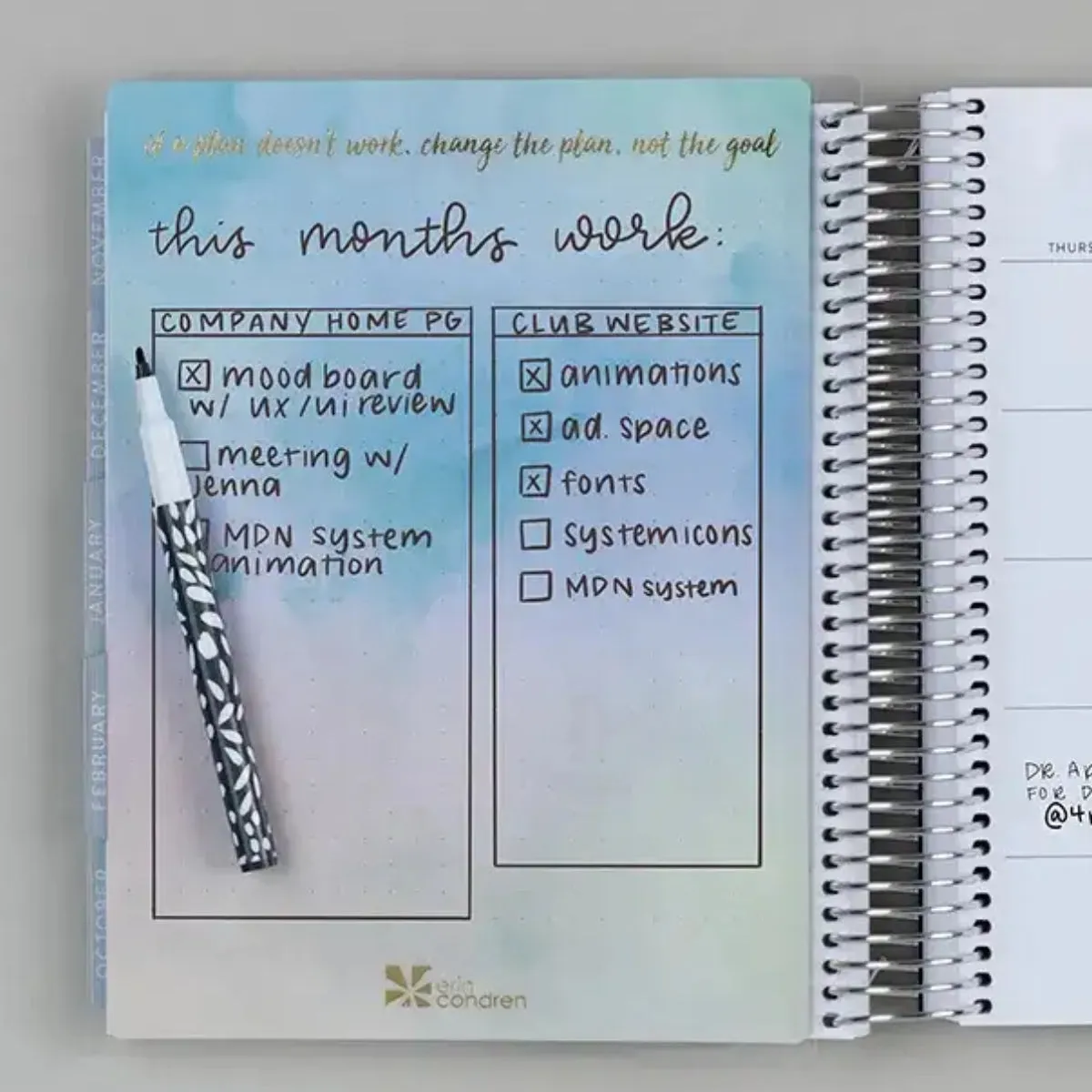 Erin Condren Snap-In Check-list Dashboard