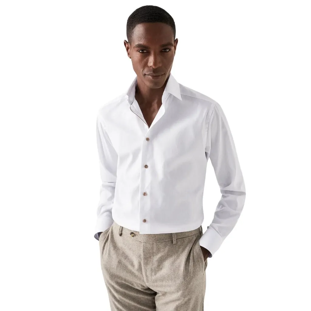 ETON Twill Long Sleeve Shirt Single Cuff Classic Fit WHITE