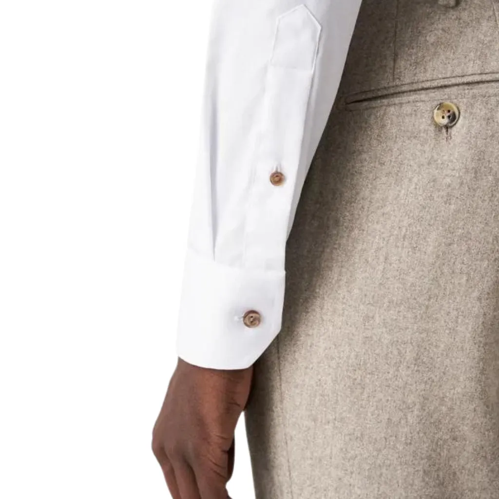 ETON Twill Long Sleeve Shirt Single Cuff Classic Fit WHITE