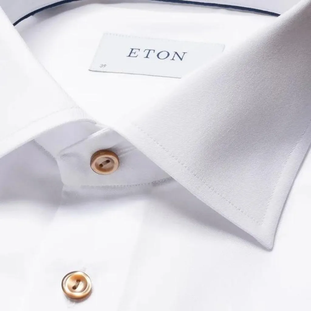 ETON Twill Long Sleeve Shirt Single Cuff Classic Fit WHITE