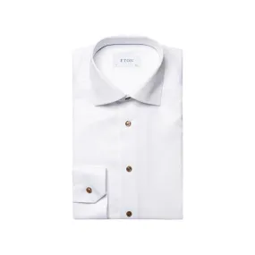 ETON Twill Long Sleeve Shirt Single Cuff Classic Fit WHITE