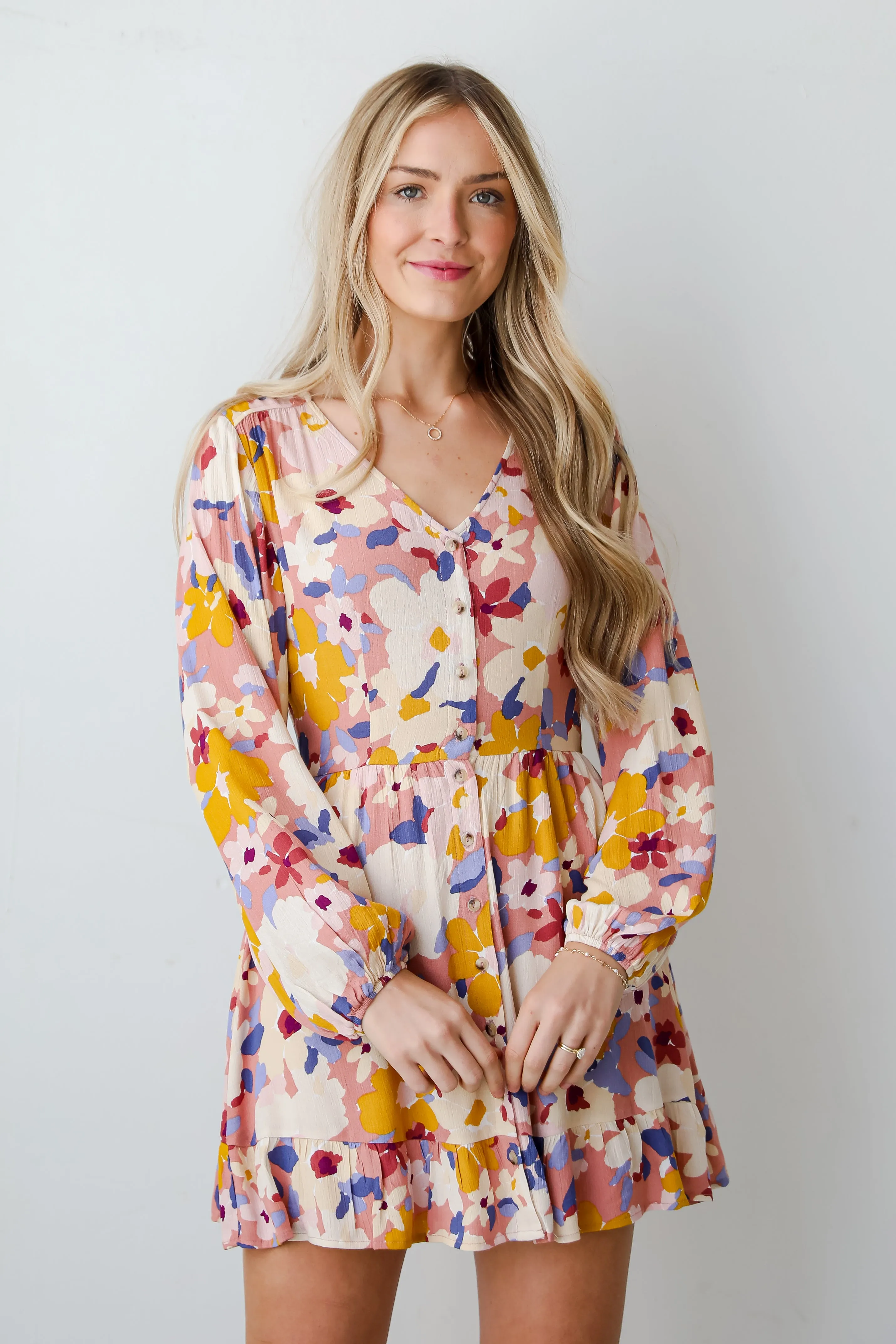 FINAL SALE - Simply Blissful Mauve Floral Babydoll Mini Dress