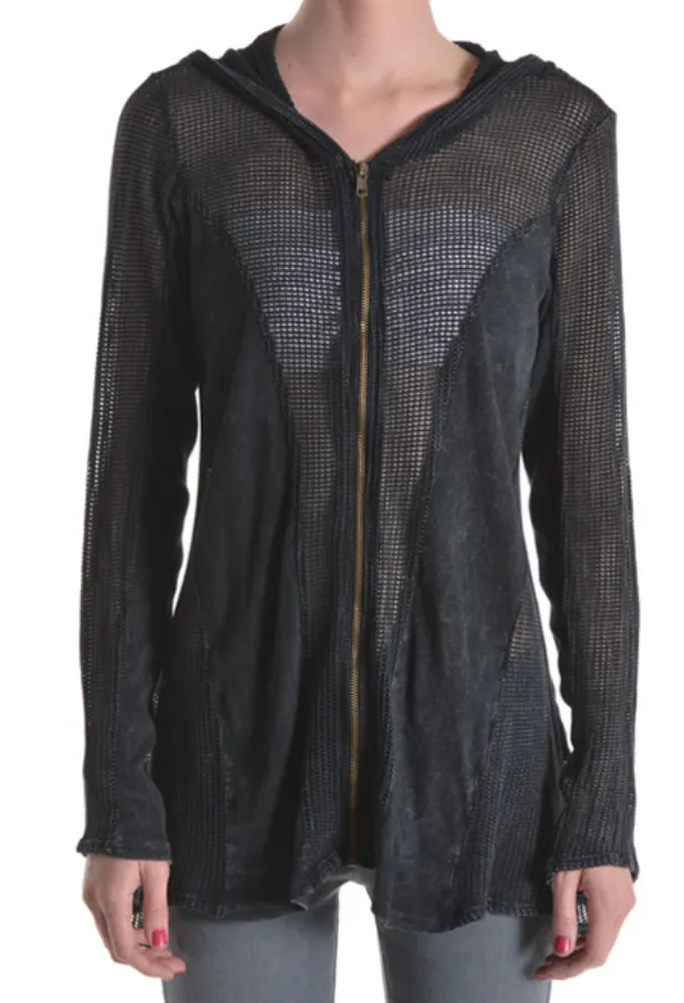 Fishnet Style Zip Up Jacket