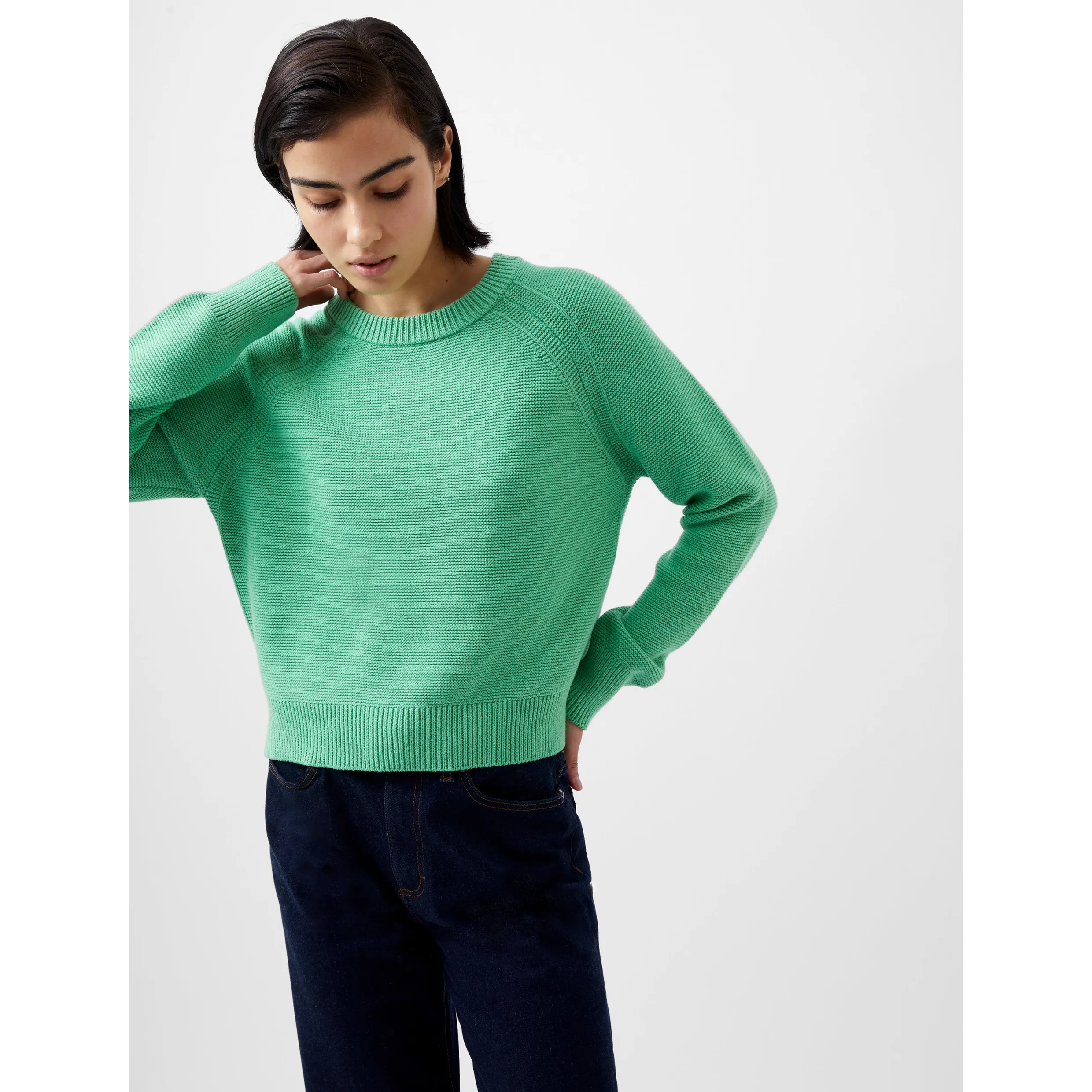 French Connection Lily Mozart Crew Neck Jumper Minted Green 78XFE