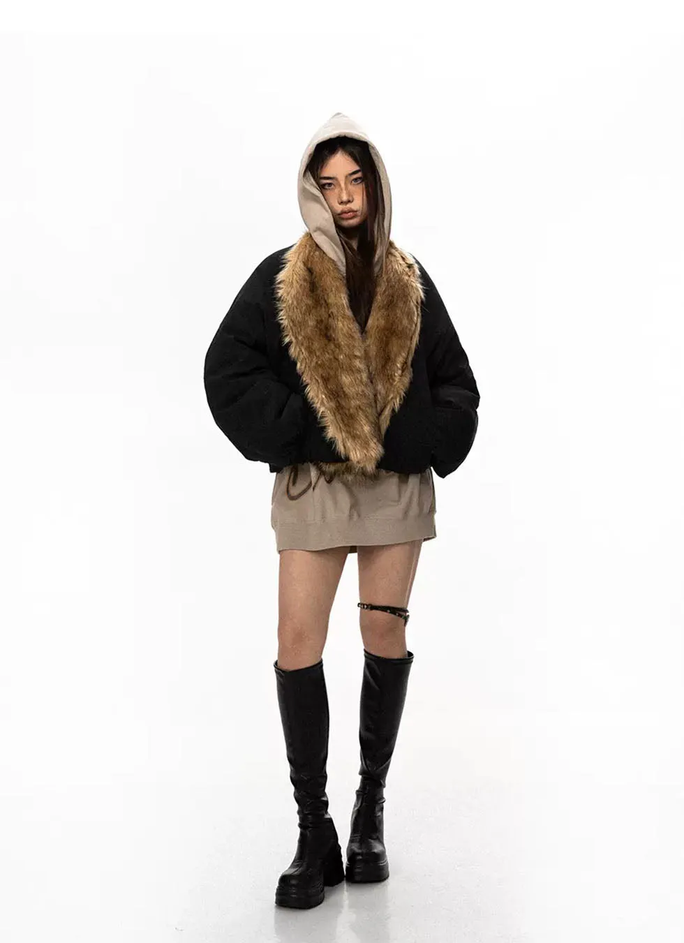 Fur Collar Wide Flight Jacket