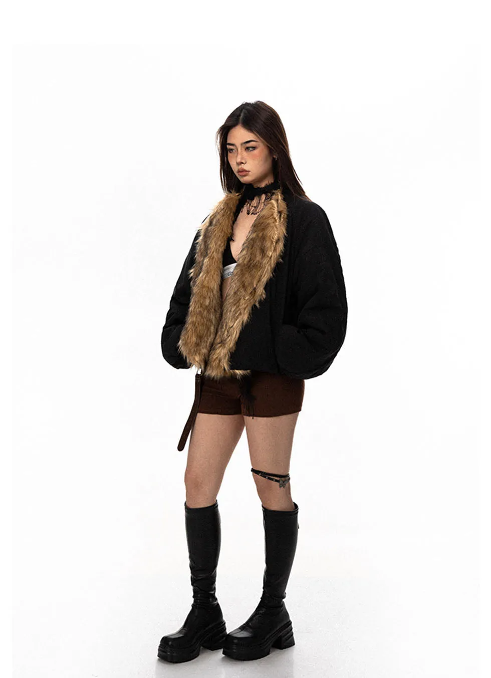 Fur Collar Wide Flight Jacket