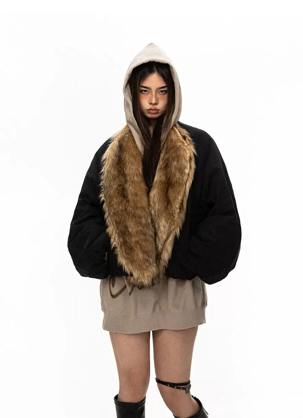 Fur Collar Wide Flight Jacket