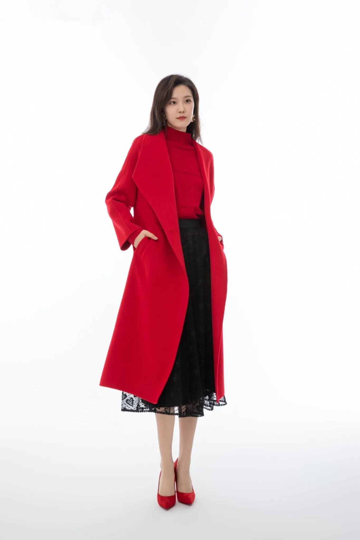 Garnet Wool Oversized Long Overcoats