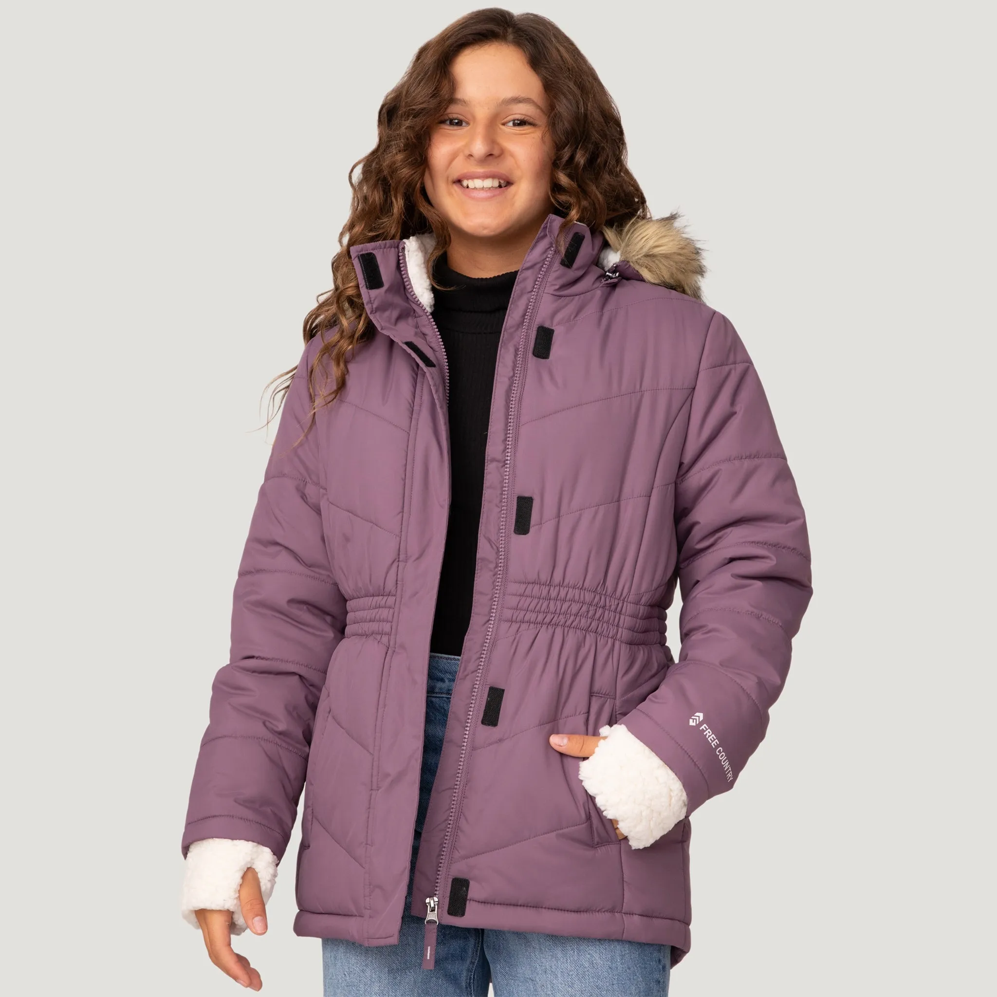 Girls' Long Bib Puffer Jacket