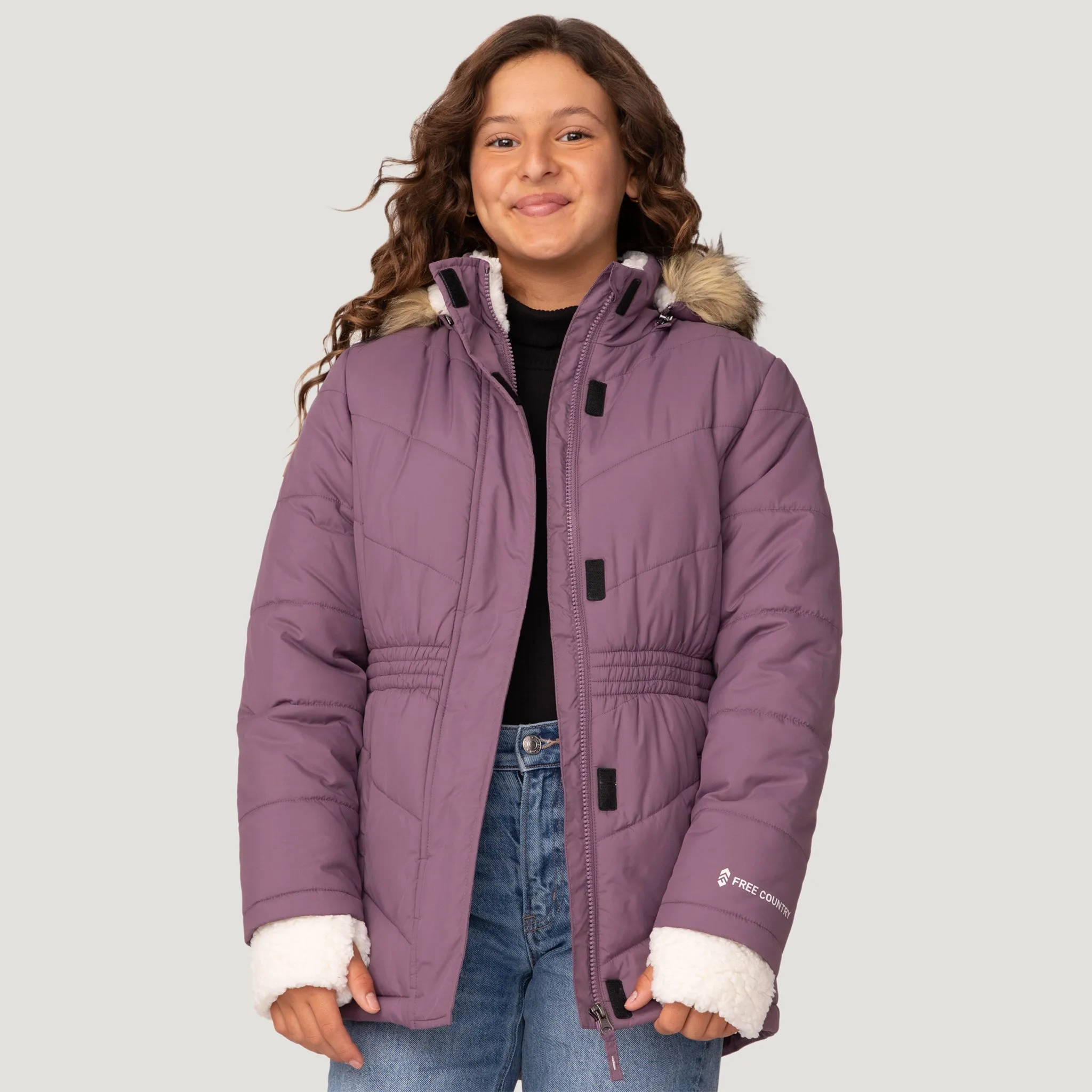 Girls' Long Bib Puffer Jacket