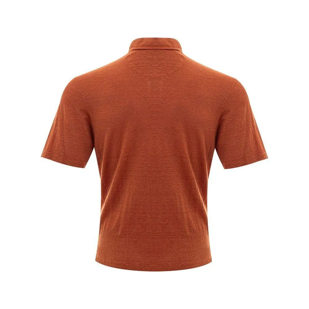 Gran Sasso Elegant Linen Polo Shirt in Sophisticated Brown