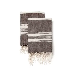 Gray Striped Hand Towel