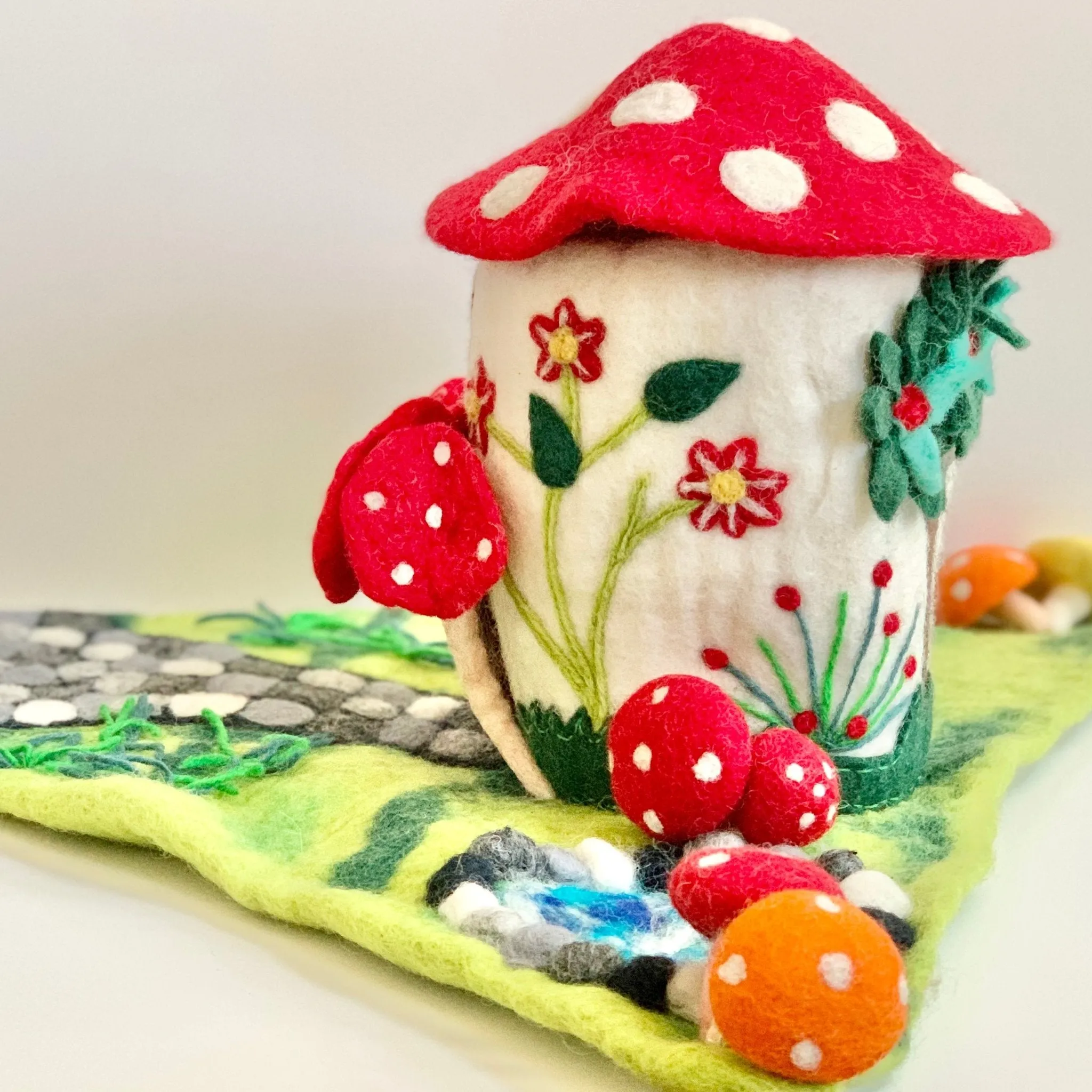 Handmade Felted Mushroom Fairy House