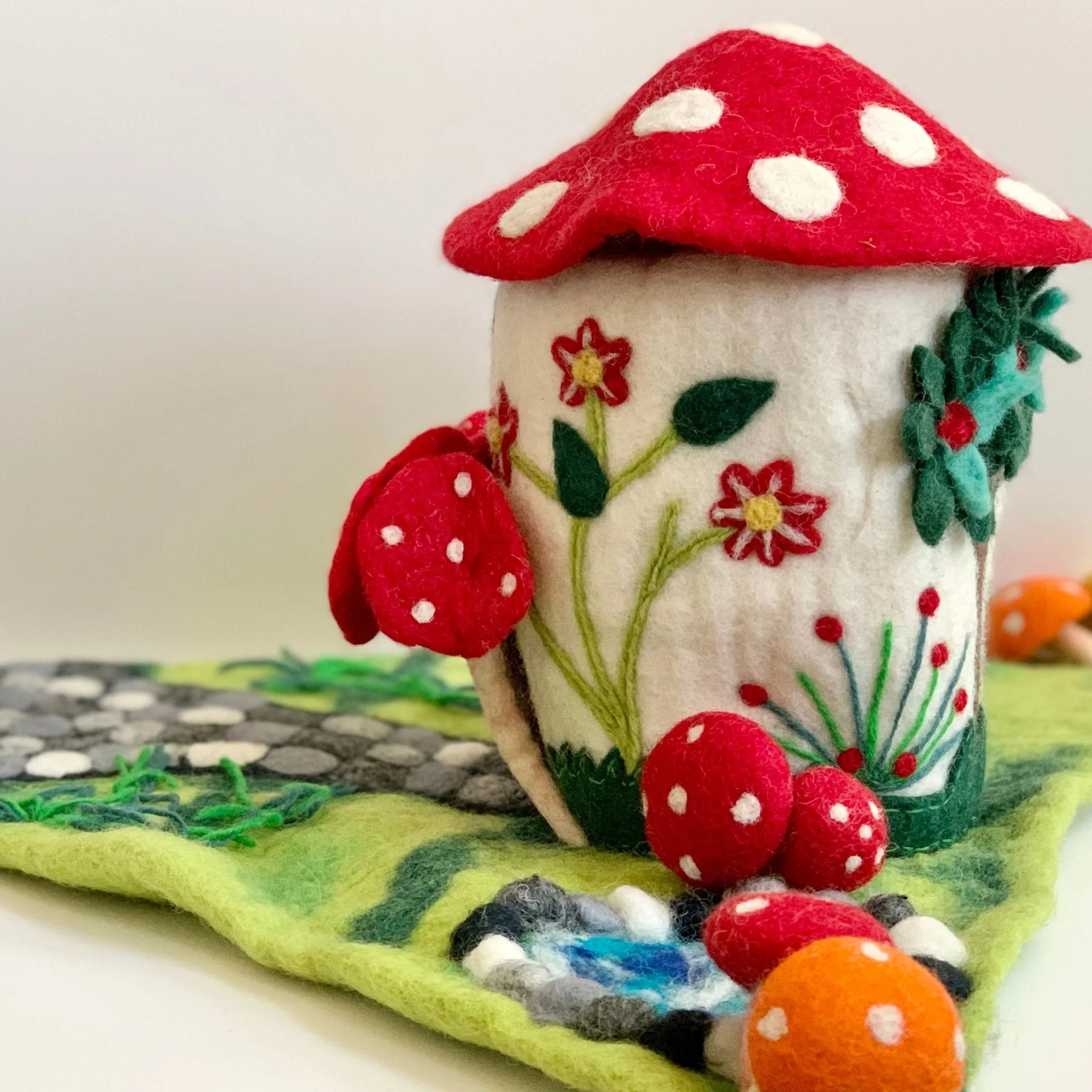 Handmade Felted Mushroom Fairy House