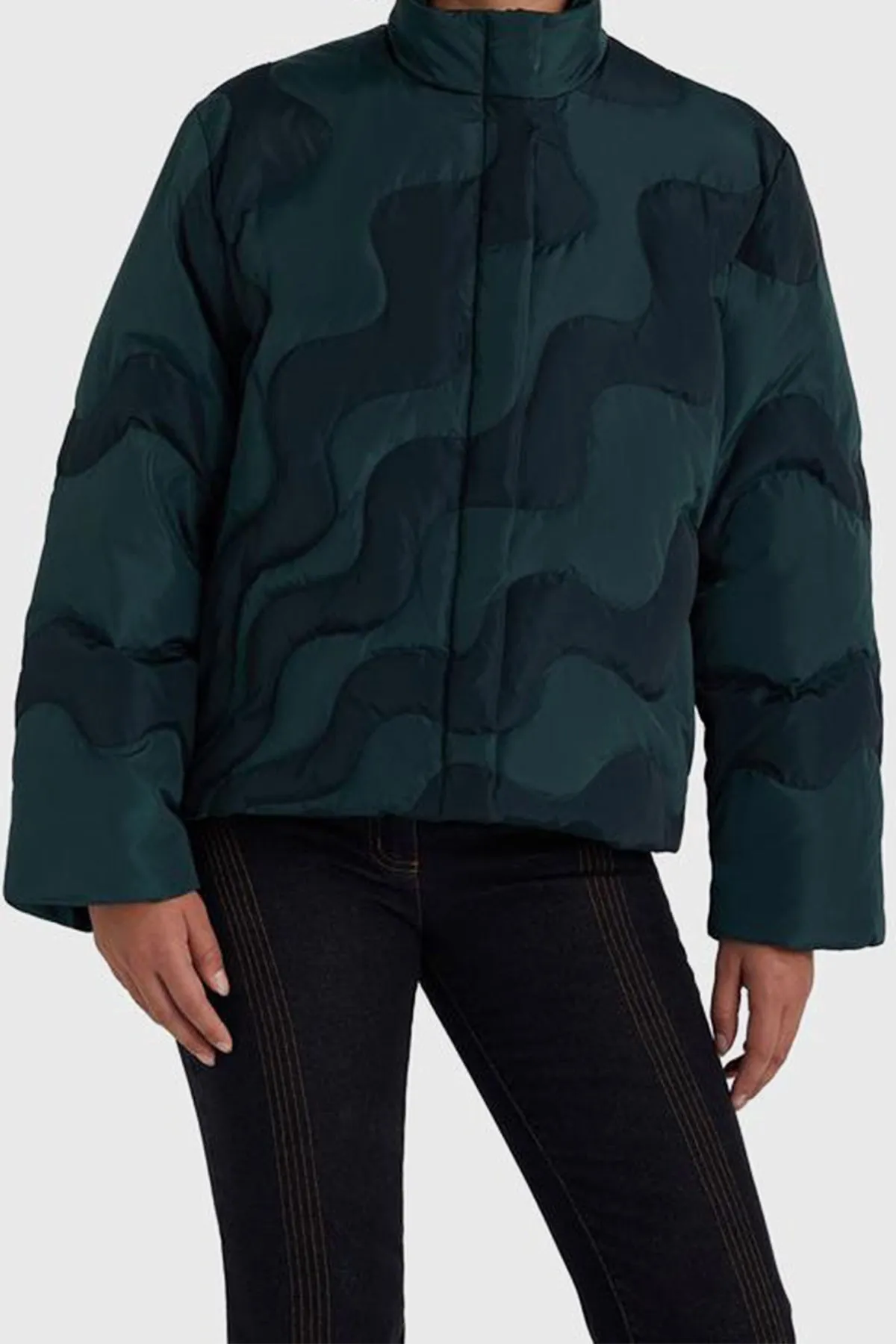 Hokusai Puffer Jacket - Smoke Green