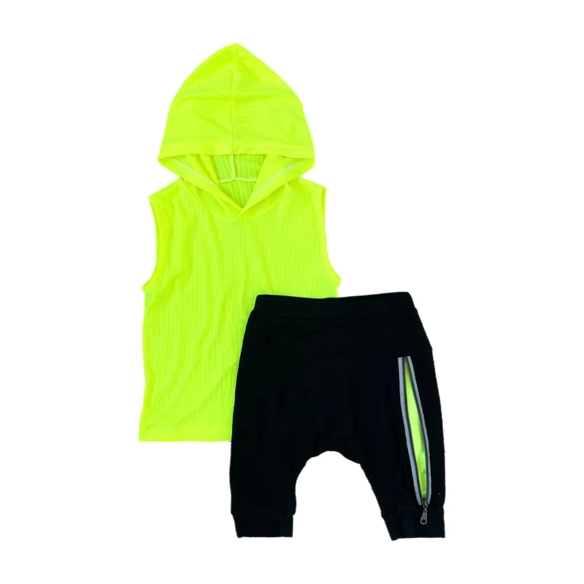 Hooded Tank- Neon Yellow Ribbed