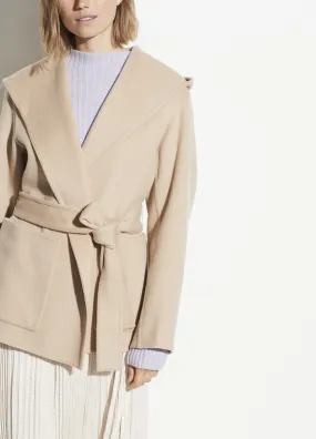 Hooded Wool Cashmere Coat in Desert Clay