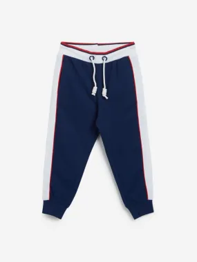 HOP Kids Dark Blue Panel Detailed Joggers