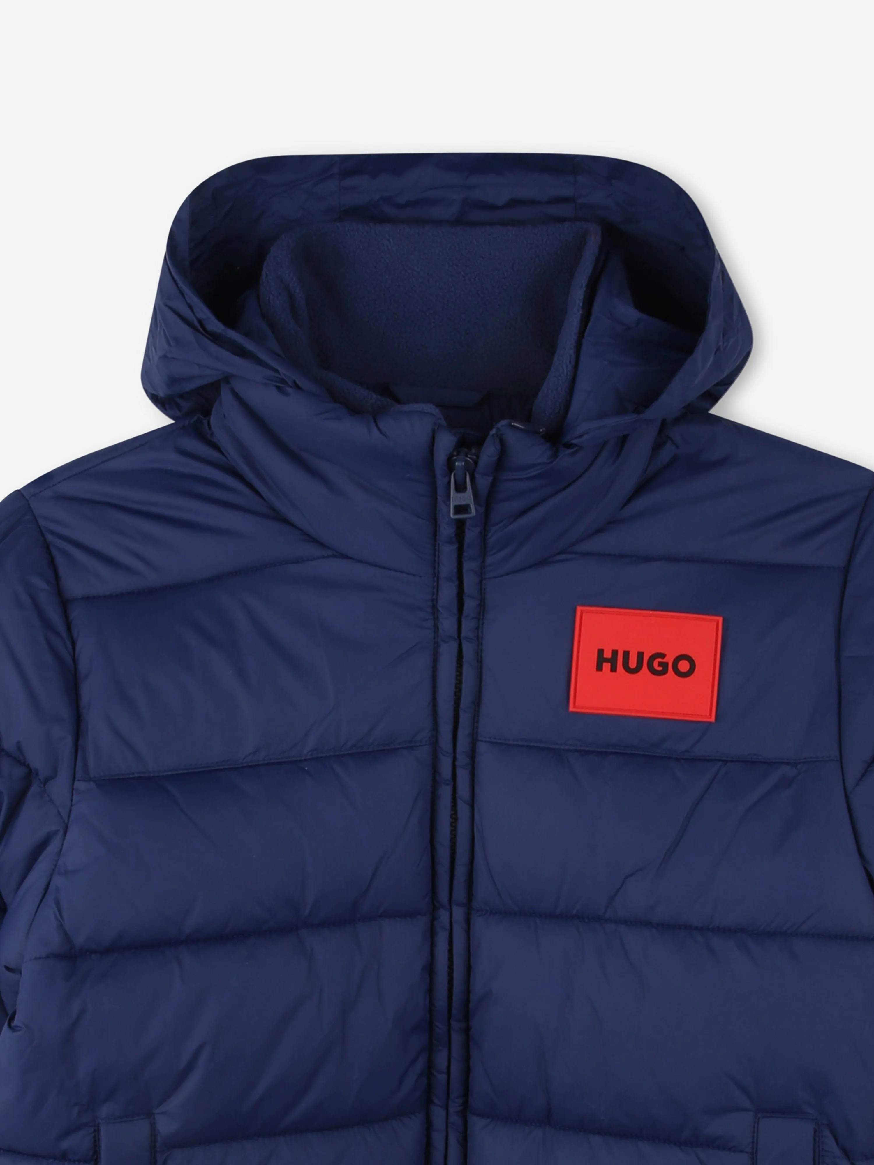 Hugo Boys Logo Puffer Jacket in Blue